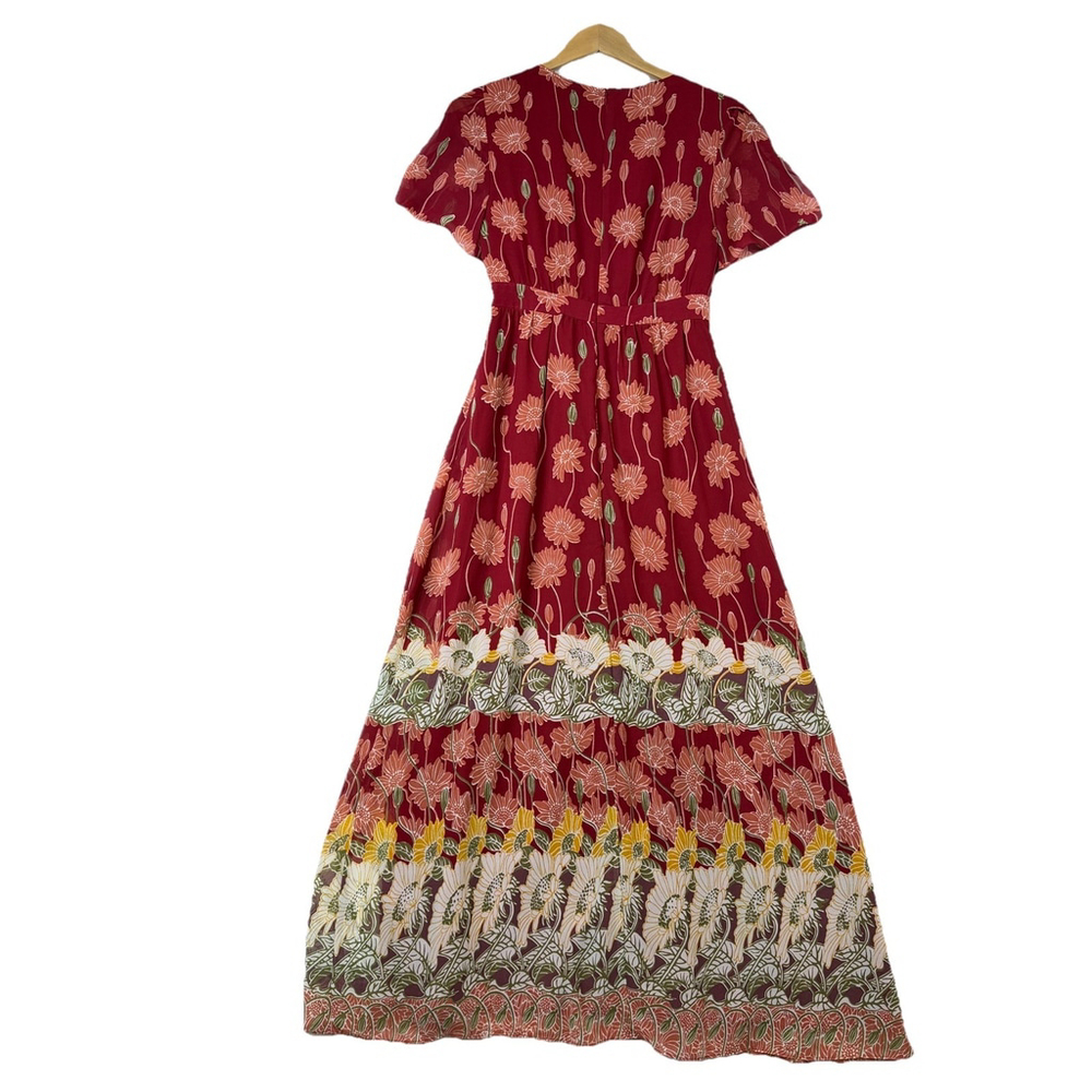 Madewell Tulip Sleeves Maxi Dress in Tall Sunflower Size 0 Red Boho - Picture 3 of 11